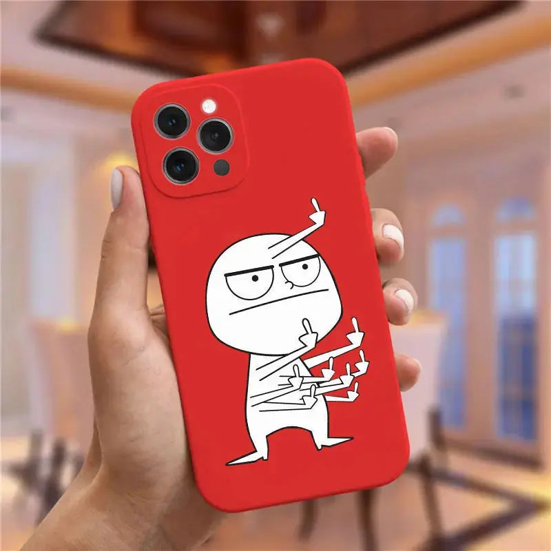 Funda de teléfono divertida para hombre, carcasa trasera suave para iPhone 15, 11, 12, 13, 14 Pro Max, 7, 8, 14, 15 Plus, X, XR, XS Max - La zona Apple