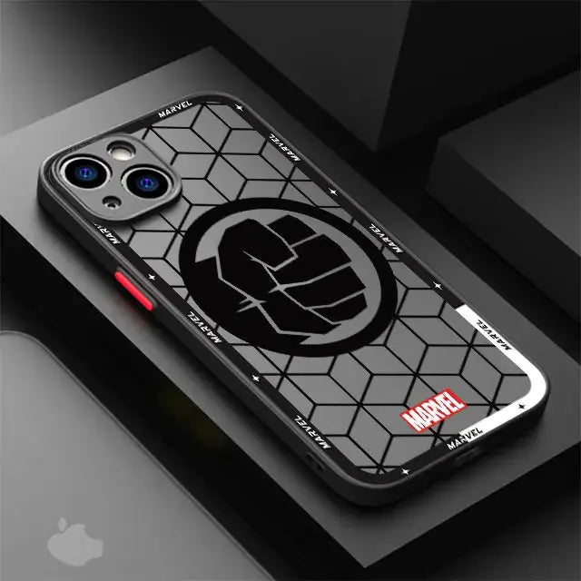 Funda de teléfono mate para IPhone 15, 13, 12, 11, 14 Pro Max, 13Mini, X, XS Max, XR, 7, 8 Plus, SE(2022), funda transparente de Marvel, Iron Man, Spider - La zona Apple