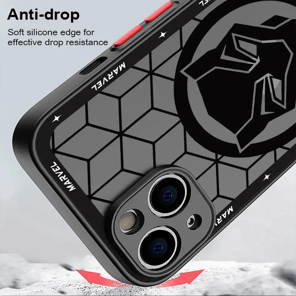 Funda de teléfono mate para IPhone 15, 13, 12, 11, 14 Pro Max, 13Mini, X, XS Max, XR, 7, 8 Plus, SE(2022), funda transparente de Marvel, Iron Man, Spider - La zona Apple