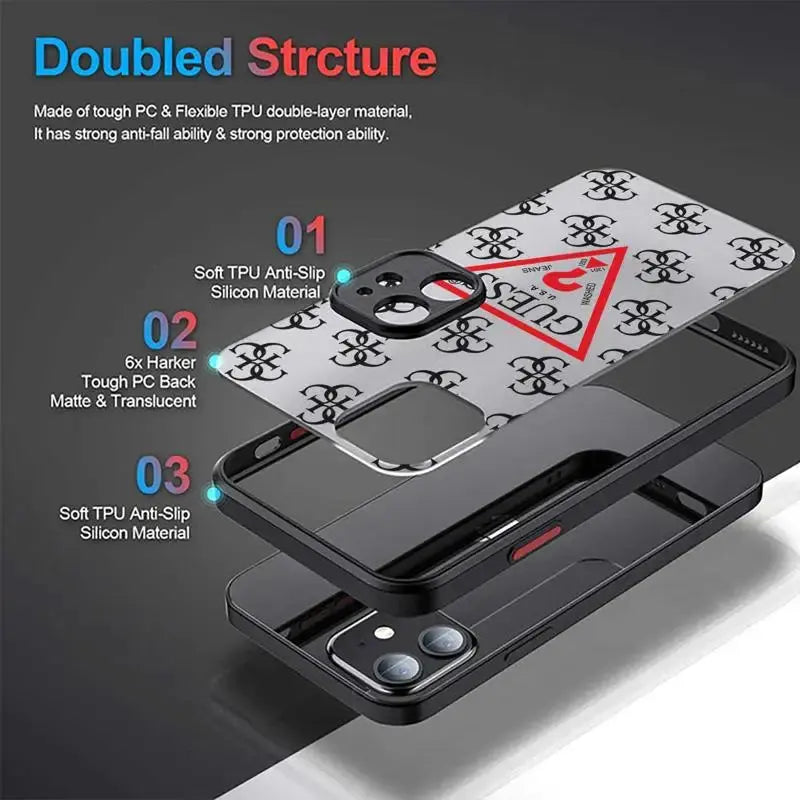 Funda de Teléfono Mate para Xiaomi Redmi Note 12, 11 Pro, 11T, 9S, 10, 8, 7, 9A, 9C, K40: Protección y Estilo con Marca de Moda G-UESS - La zona Apple