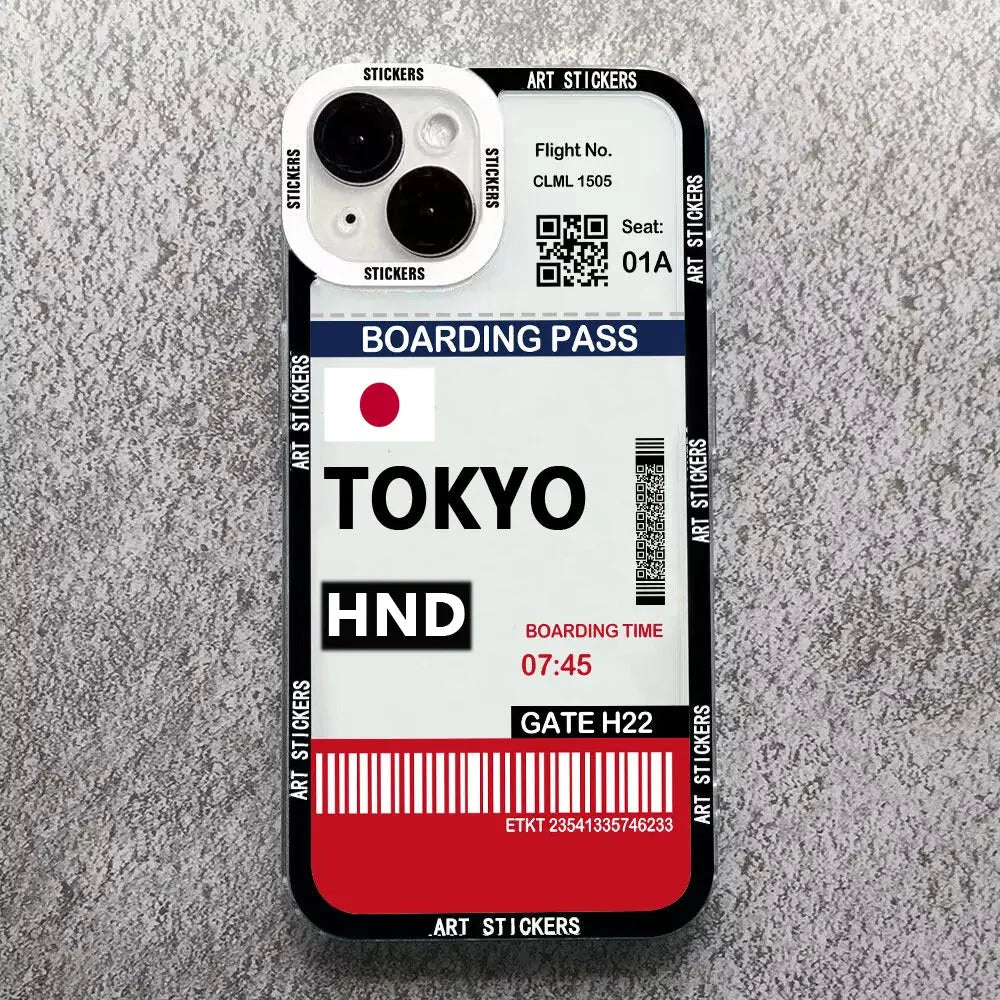 Funda de teléfono personalizada con etiqueta de París, billete de viaje de Ciudad Mundial, Nueva York, para iPhone 15, 14, 13, 12, 11 Pro Max, Mini, XS, X, XR, 7, 8 Plus - La zona Apple