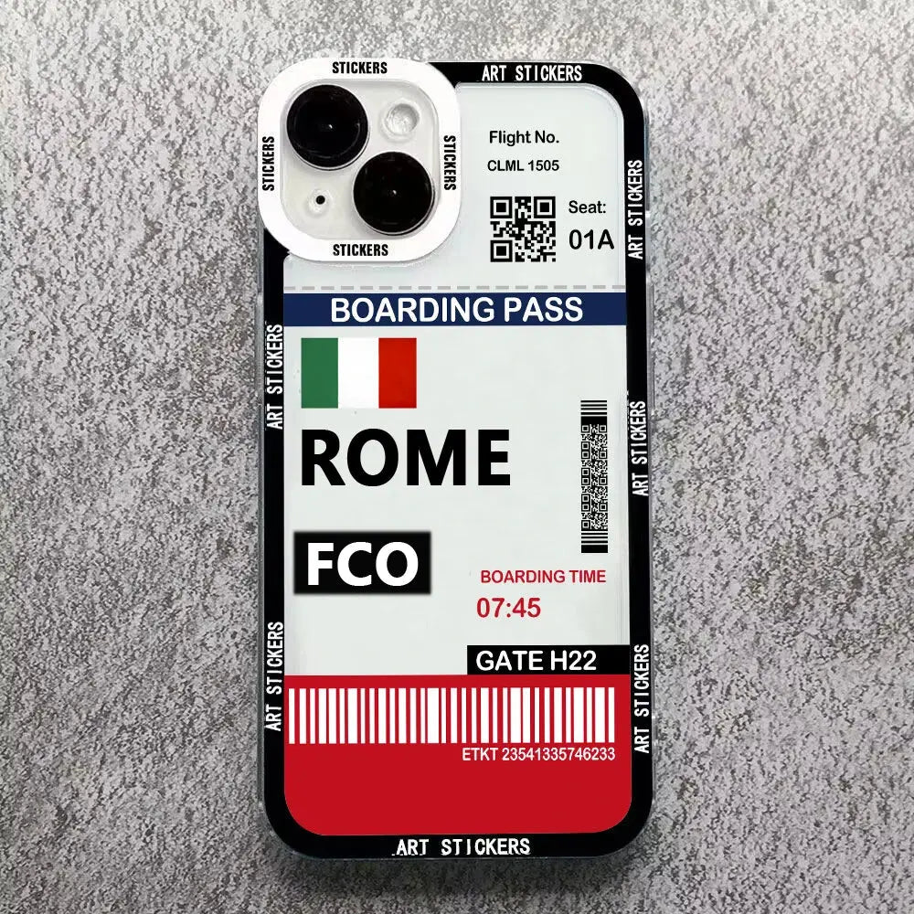 Funda de teléfono personalizada con etiqueta de París, billete de viaje de Ciudad Mundial, Nueva York, para iPhone 15, 14, 13, 12, 11 Pro Max, Mini, XS, X, XR, 7, 8 Plus - La zona Apple