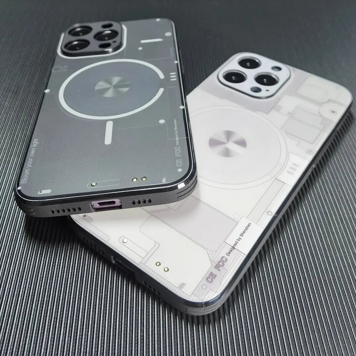 Funda de teléfono recargable de alta tecnología LED, luz azul brillante, luminosa, a prueba de golpes, para iPhone 11, 12, 13, 14 Pro Plus Max - La zona Apple