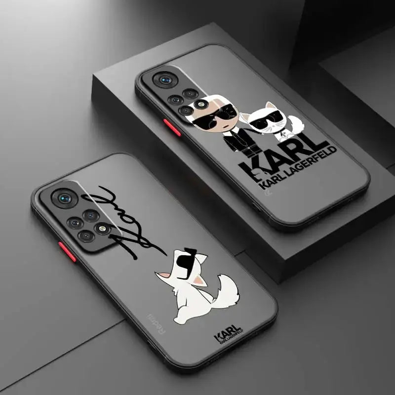 Funda de Teléfono Translúcida Esmerilada para Redmi Note - Diseño de Moda Karl - Compatible con Note 12, 12S, 12T, 11, 11T, 11E, 10, 10S, 9, 8, 7 Pro Plus, 5G - La zona Apple
