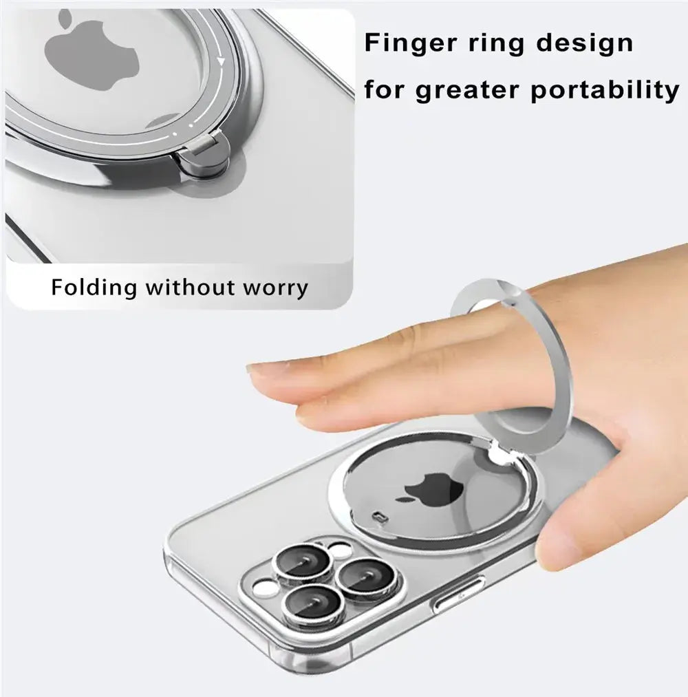 Funda transparente Magsafe con anillo para iPhone 15, 14 Pro Max, 13, 12, 11, XR, XS, 7, 8 Plus La zona Apple