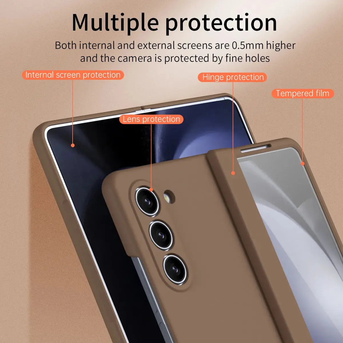 Funda dura de PC para teléfono Samsung Galaxy Z Fold 5, protección de bisagra, a prueba de golpes con Protector de pantalla para Z Fold5 - La zona Apple