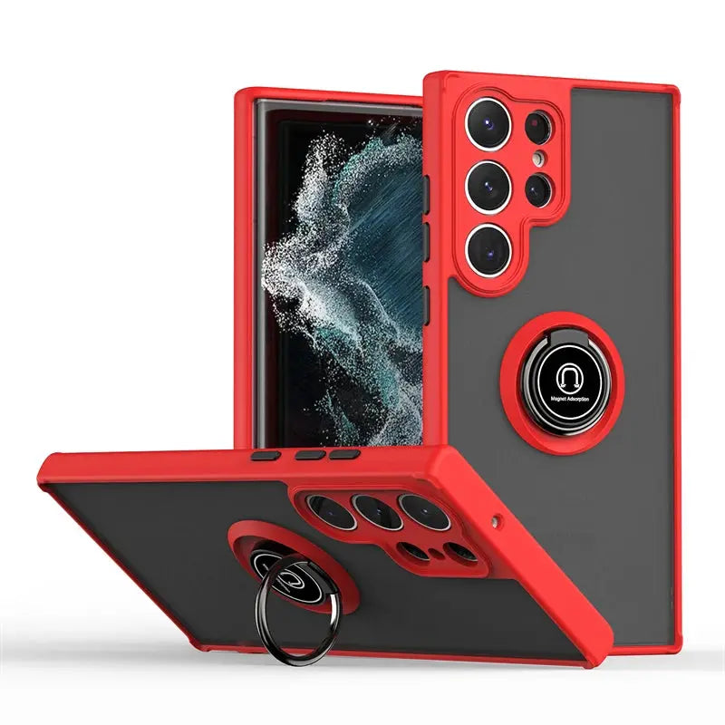 Funda Magnetica con Anillo Mate para Samsung Galaxy - Protección Antigolpes para S23 Ultra, S22 Plus, S21, S20, S23 FE, S10, S9, S8, Note 20, 10 Plus, 9 - La zona Apple