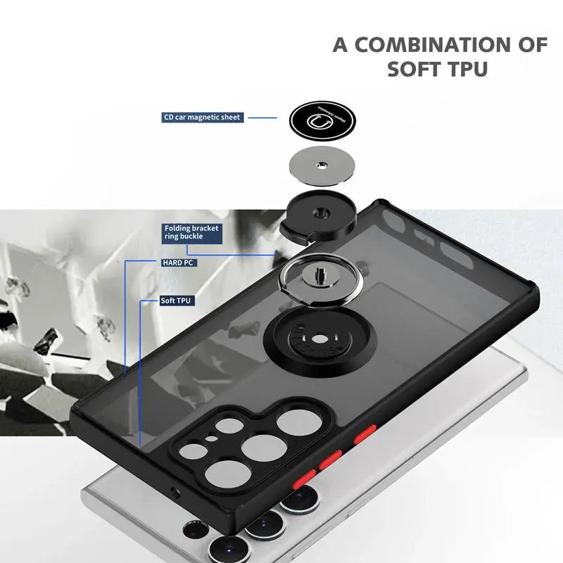 Funda Magnetica con Anillo Mate para Samsung Galaxy - Protección Antigolpes para S23 Ultra, S22 Plus, S21, S20, S23 FE, S10, S9, S8, Note 20, 10 Plus, 9 - La zona Apple