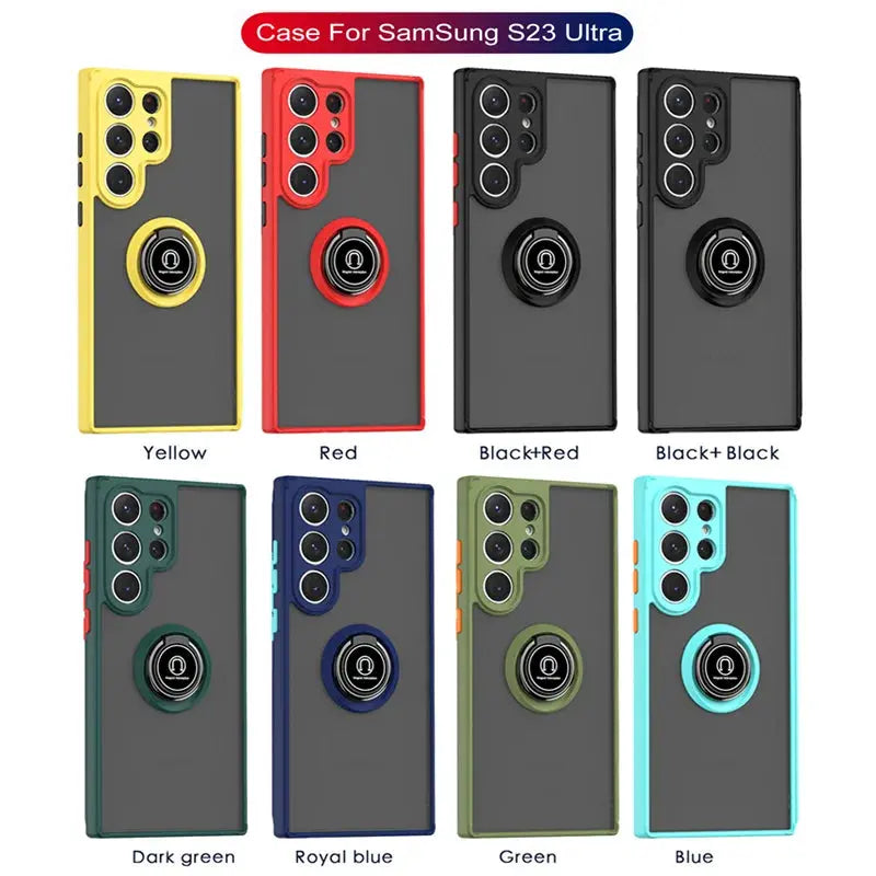 Funda Magnetica con Anillo Mate para Samsung Galaxy - Protección Antigolpes para S23 Ultra, S22 Plus, S21, S20, S23 FE, S10, S9, S8, Note 20, 10 Plus, 9 - La zona Apple