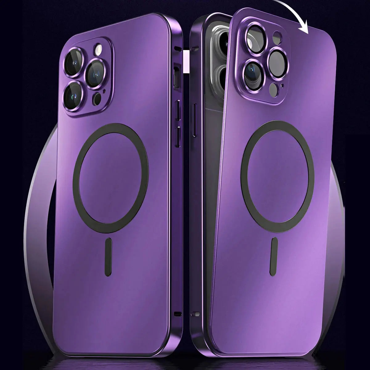 Funda magnética con marco de Metal de aluminio para iPhone 13, 12, 14, 15 Pro Max, 15Plus, Magsafe, Lente de Cristal de carga inalámbrica, cubierta de tablero trasero de PC - La zona Apple