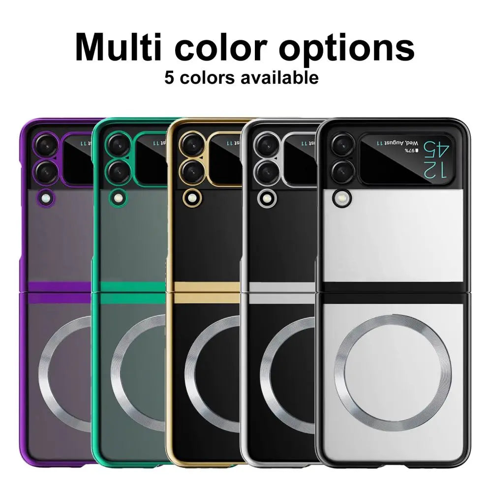 Funda magnética de carga inalámbrica para Samsung Galaxy Z Flip 5 4 3 ZFlip5, carcasa transparente dura a prueba de golpes, Magsafe - La zona Apple