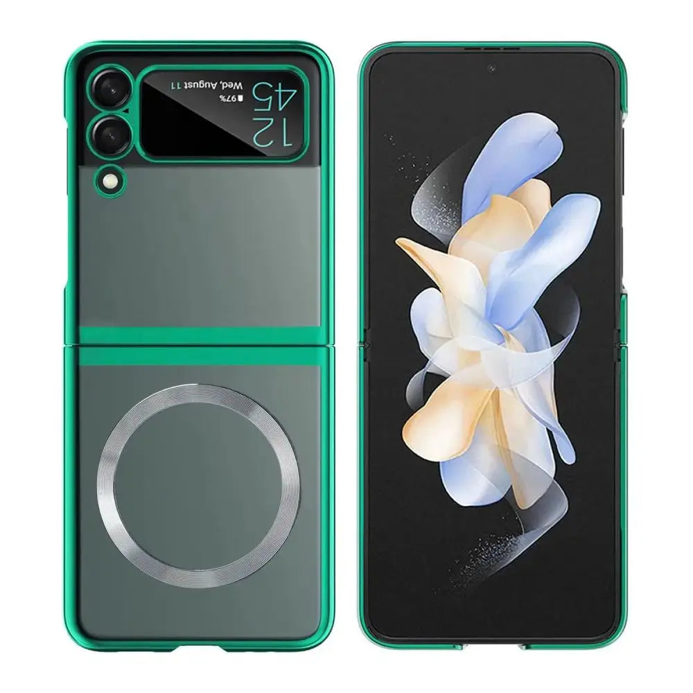 Funda magnética de carga inalámbrica para Samsung Galaxy Z Flip 5 4 3 ZFlip5, carcasa transparente dura a prueba de golpes, Magsafe - La zona Apple
