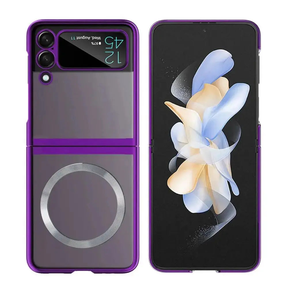 Funda magnética de carga inalámbrica para Samsung Galaxy Z Flip 5 4 3 ZFlip5, carcasa transparente dura a prueba de golpes, Magsafe - La zona Apple