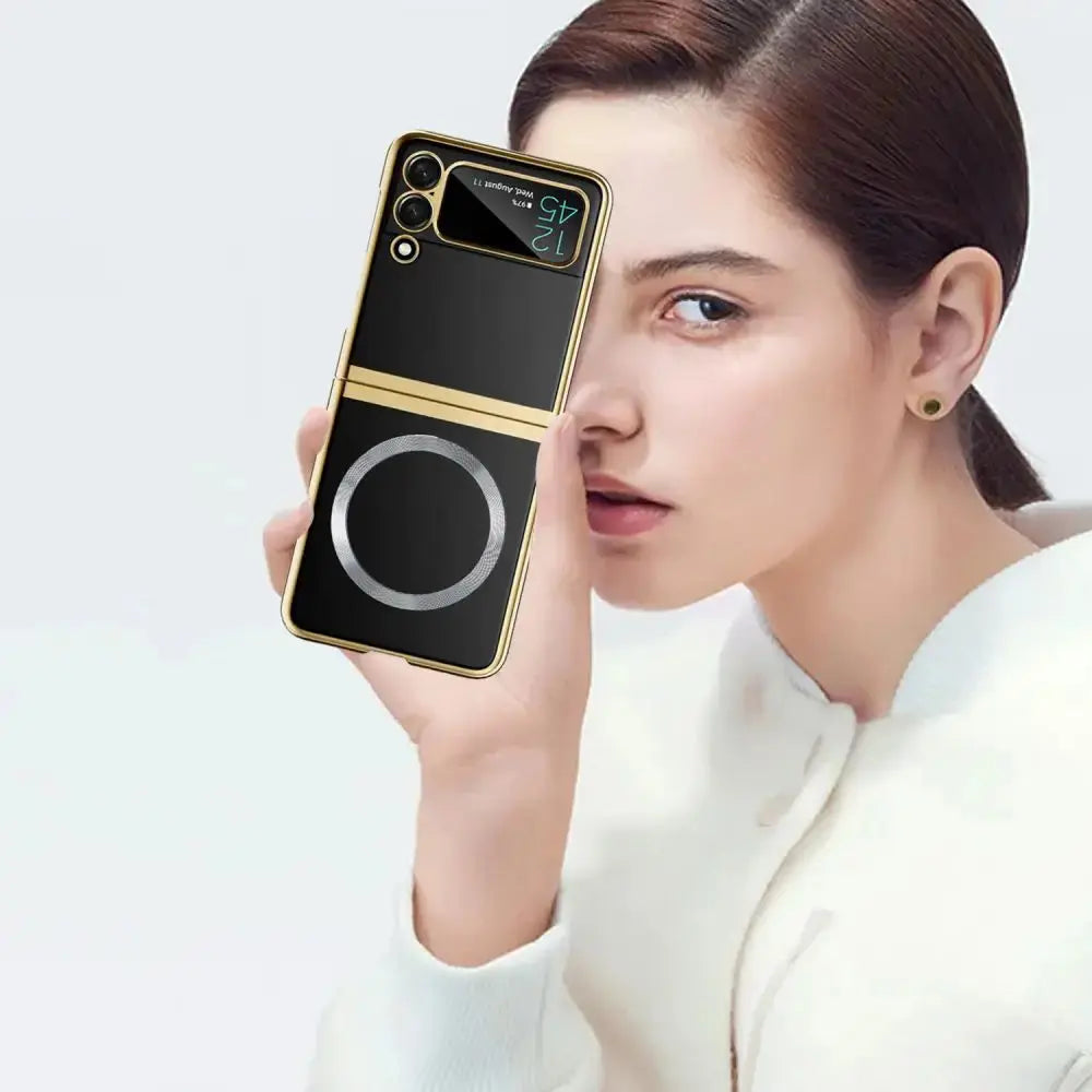 Funda magnética de carga inalámbrica para Samsung Galaxy Z Flip 5 4 3 ZFlip5, carcasa transparente dura a prueba de golpes, Magsafe - La zona Apple