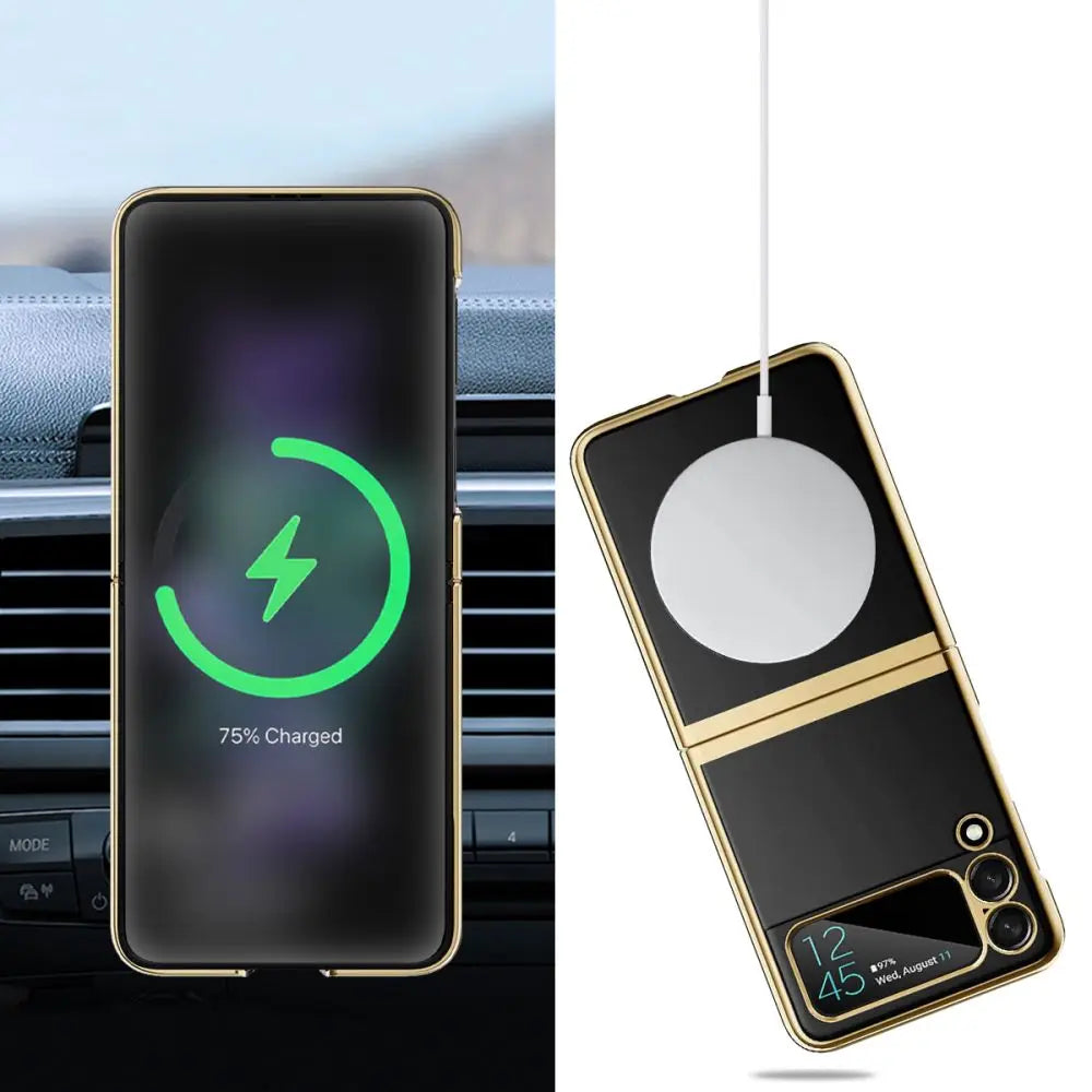 Funda magnética de carga inalámbrica para Samsung Galaxy Z Flip 5 4 3 ZFlip5, carcasa transparente dura a prueba de golpes, Magsafe - La zona Apple