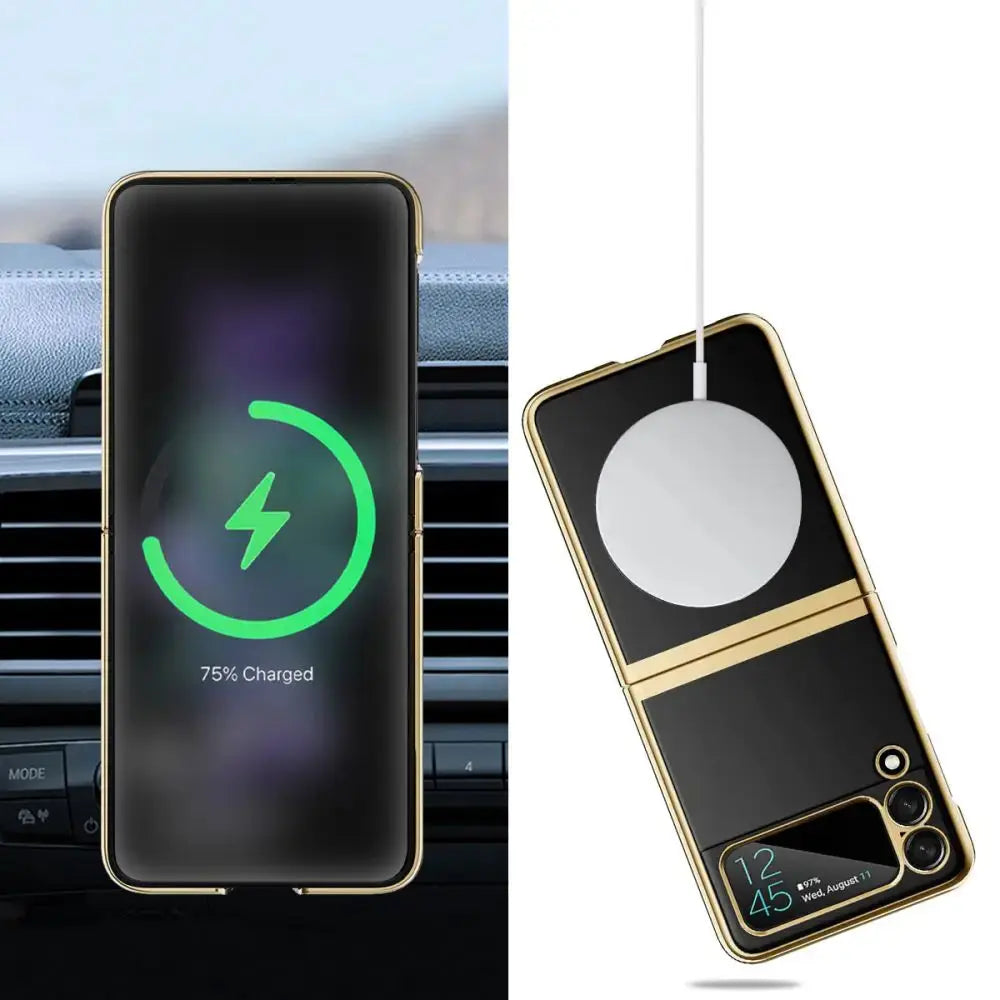 Funda magnética de carga inalámbrica para Samsung Galaxy Z Flip 5 4 3 ZFlip5, carcasa transparente dura a prueba de golpes, Magsafe - La zona Apple