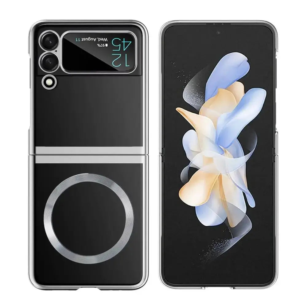 Funda magnética de carga inalámbrica para Samsung Galaxy Z Flip 5 4 3 ZFlip5, carcasa transparente dura a prueba de golpes, Magsafe - La zona Apple