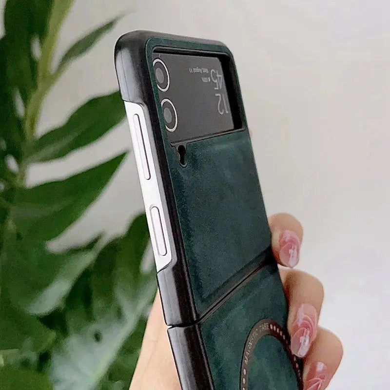 Funda magnética de cuero para Samsung Galaxy Z Flip 4, 3 Z, Flip3, Flip4, 5G, Fundas protectoras Magsafe - La zona Apple