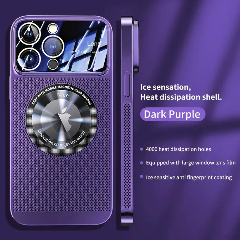 Funda Magsafe con Disipación de Calor para iPhone 14, 12, 13 Pro Max, 11 con Malla Galvanizada y Logotipo Agrandado - La zona Apple