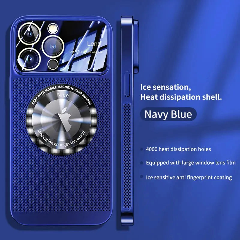 Funda Magsafe con Disipación de Calor para iPhone 14, 12, 13 Pro Max, 11 con Malla Galvanizada y Logotipo Agrandado - La zona Apple