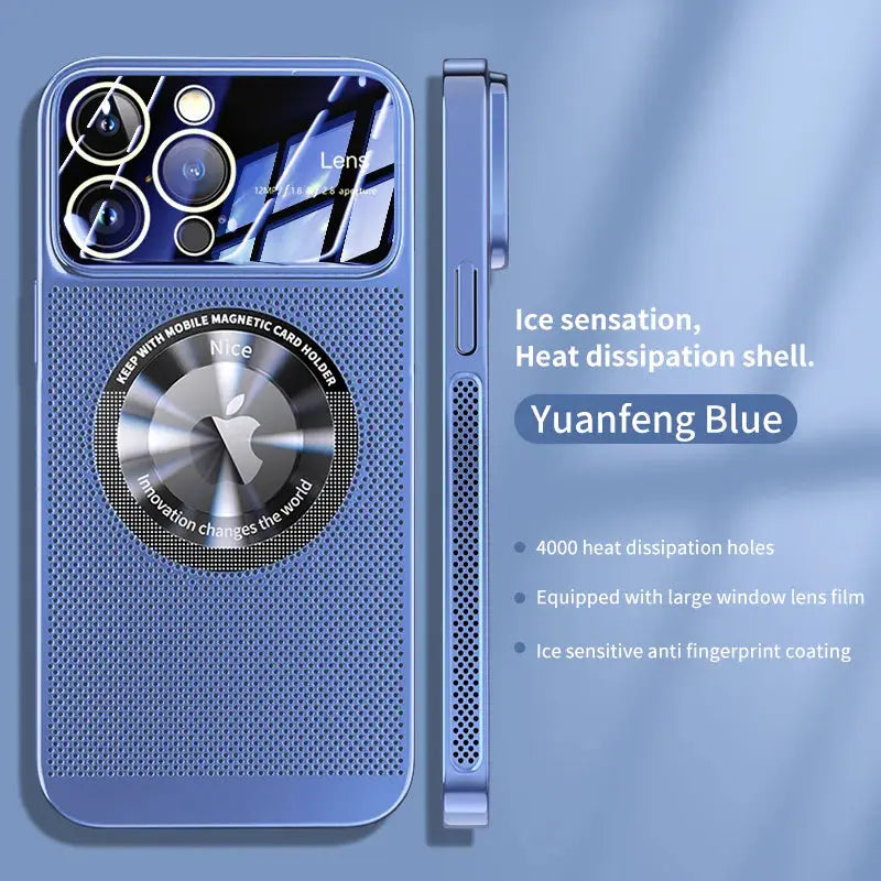 Funda Magsafe con Disipación de Calor para iPhone 14, 12, 13 Pro Max, 11 con Malla Galvanizada y Logotipo Agrandado - La zona Apple