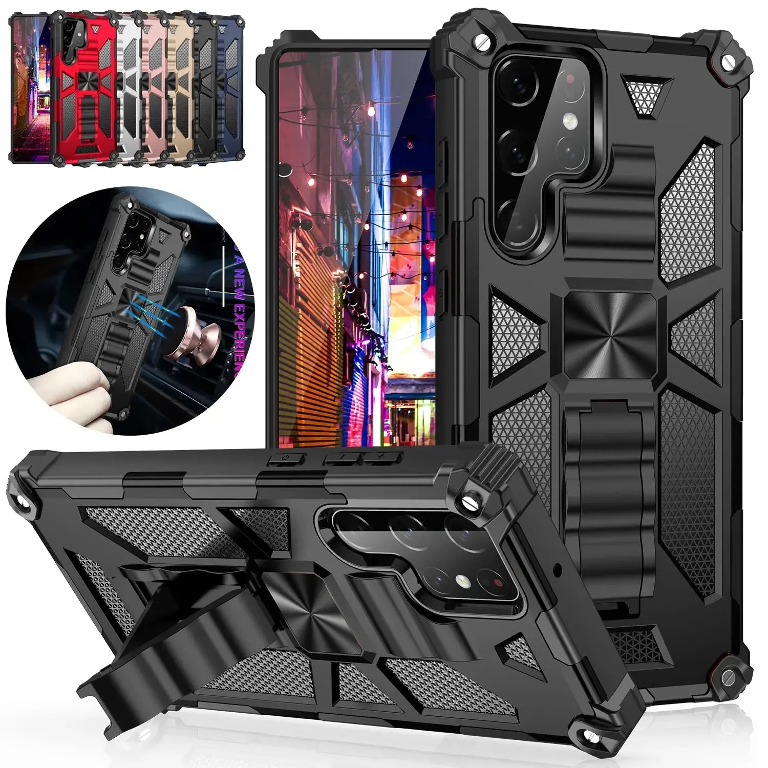 Funda ARMOR con soporte para Samsung Galaxy S22, S21, S20, S10 Plus, Note 20, Ultra, 10 Pro, S10E, - La zona Apple