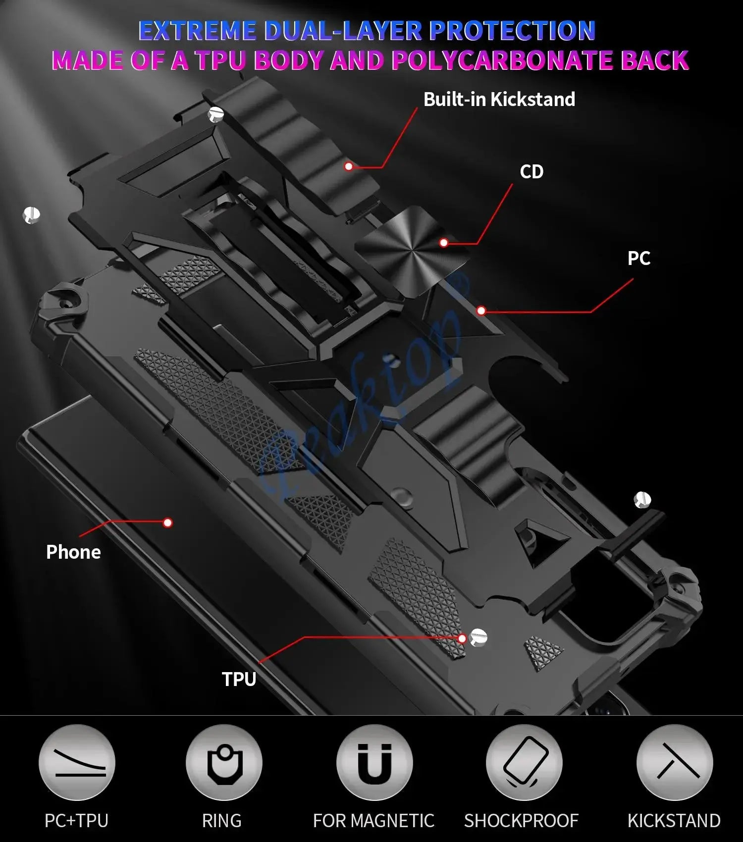 Funda ARMOR con soporte para Samsung Galaxy S22, S21, S20, S10 Plus, Note 20, Ultra, 10 Pro, S10E, - La zona Apple