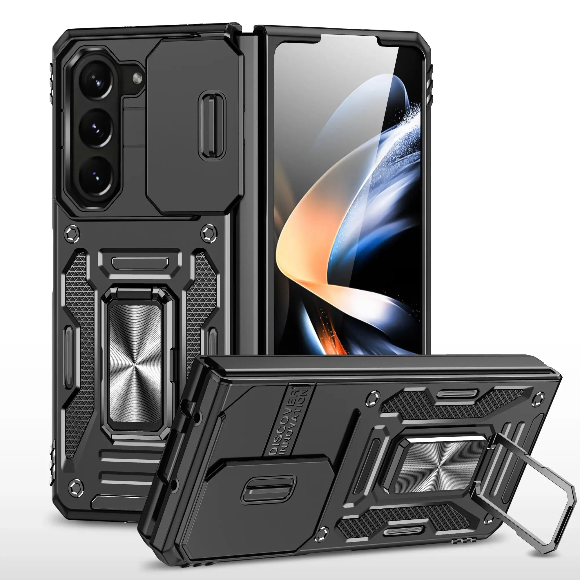Funda de Anillo Magnético y Cubierta de Cámara Deslizante para Samsung Galaxy - Compatible con Z Flip Fold 5, S23, S22, Ultra Plus, A54, A34, A24, A14, A73, A53, A33, A13 - La zona Apple