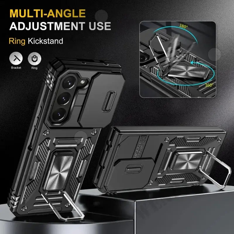 Funda de Anillo Magnético y Cubierta de Cámara Deslizante para Samsung Galaxy - Compatible con Z Flip Fold 5, S23, S22, Ultra Plus, A54, A34, A24, A14, A73, A53, A33, A13 - La zona Apple