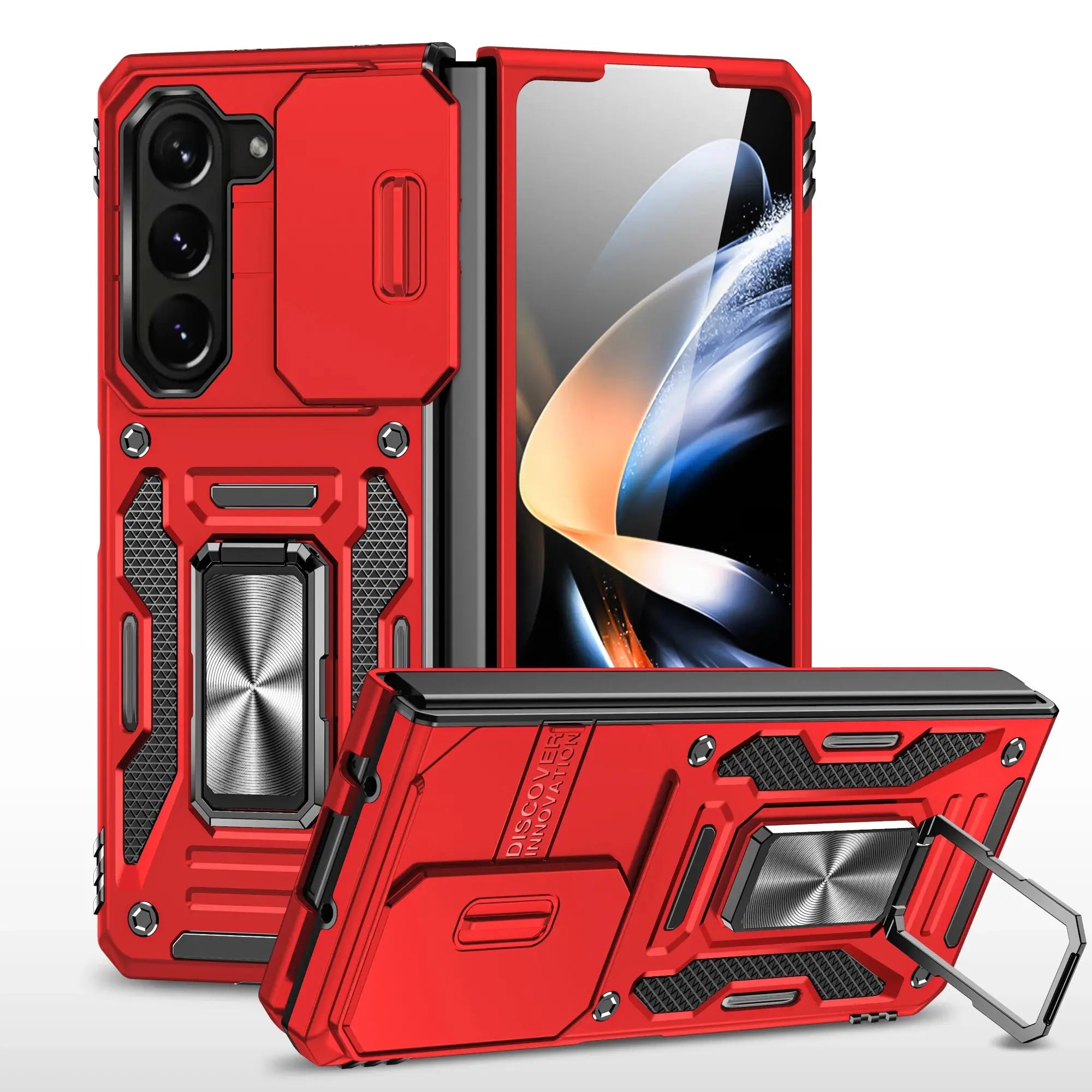 Funda de Anillo Magnético y Cubierta de Cámara Deslizante para Samsung Galaxy - Compatible con Z Flip Fold 5, S23, S22, Ultra Plus, A54, A34, A24, A14, A73, A53, A33, A13 - La zona Apple
