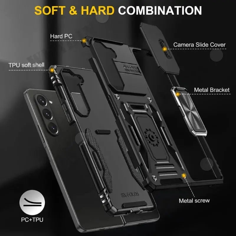 Funda de Anillo Magnético y Cubierta de Cámara Deslizante para Samsung Galaxy - Compatible con Z Flip Fold 5, S23, S22, Ultra Plus, A54, A34, A24, A14, A73, A53, A33, A13 - La zona Apple