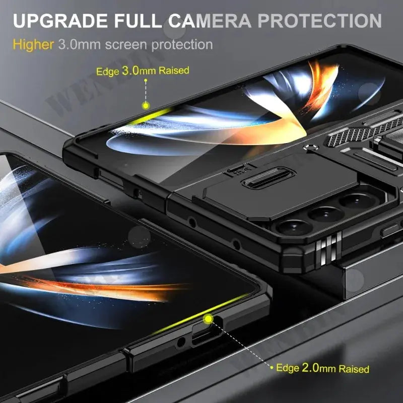 Funda de Anillo Magnético y Cubierta de Cámara Deslizante para Samsung Galaxy - Compatible con Z Flip Fold 5, S23, S22, Ultra Plus, A54, A34, A24, A14, A73, A53, A33, A13 - La zona Apple