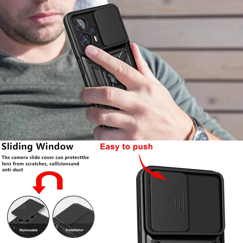 Funda Protectora a Prueba de Golpes con Protector de Lente de Cámara Deslizante para Xiaomi Poco F3, F4, GT, F5, Mi Poco X5, X4, X3 Pro, NFC, GT, M3, M4 Pro - La zona Apple