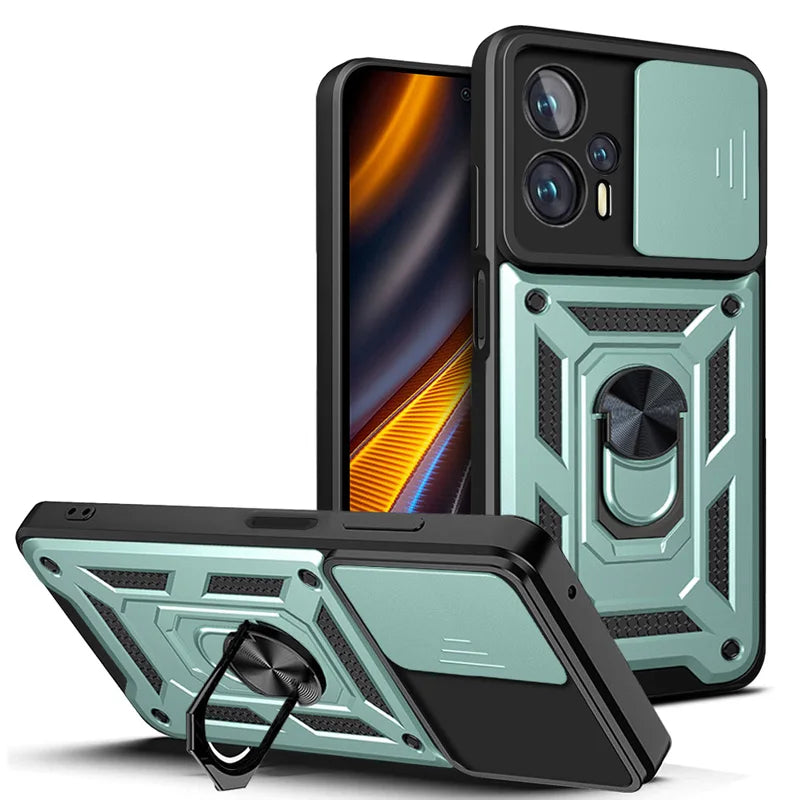 Funda Protectora a Prueba de Golpes con Protector de Lente de Cámara Deslizante para Xiaomi Poco F3, F4, GT, F5, Mi Poco X5, X4, X3 Pro, NFC, GT, M3, M4 Pro - La zona Apple