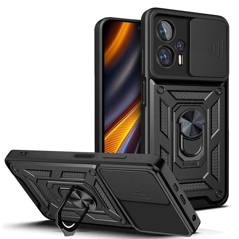 Funda Protectora a Prueba de Golpes con Protector de Lente de Cámara Deslizante para Xiaomi Poco F3, F4, GT, F5, Mi Poco X5, X4, X3 Pro, NFC, GT, M3, M4 Pro - La zona Apple