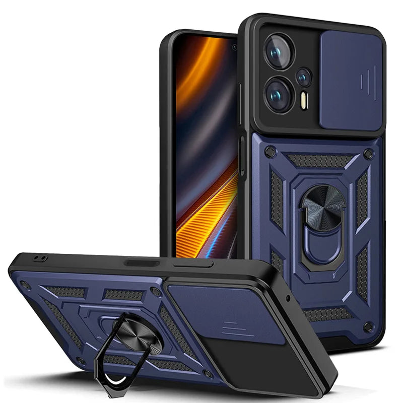 Funda Protectora a Prueba de Golpes con Protector de Lente de Cámara Deslizante para Xiaomi Poco F3, F4, GT, F5, Mi Poco X5, X4, X3 Pro, NFC, GT, M3, M4 Pro - La zona Apple