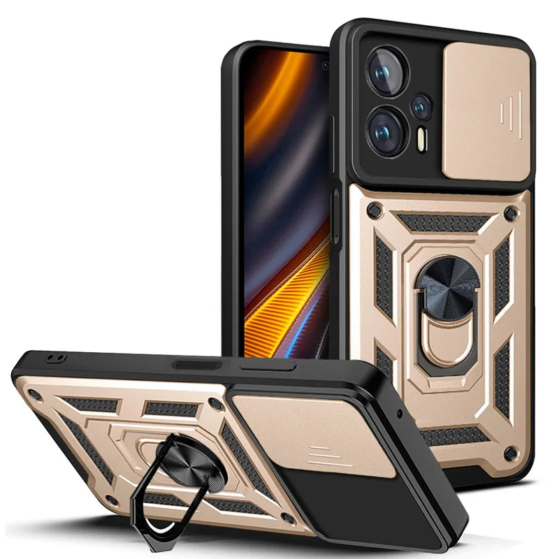 Funda Protectora a Prueba de Golpes con Protector de Lente de Cámara Deslizante para Xiaomi Poco F3, F4, GT, F5, Mi Poco X5, X4, X3 Pro, NFC, GT, M3, M4 Pro - La zona Apple