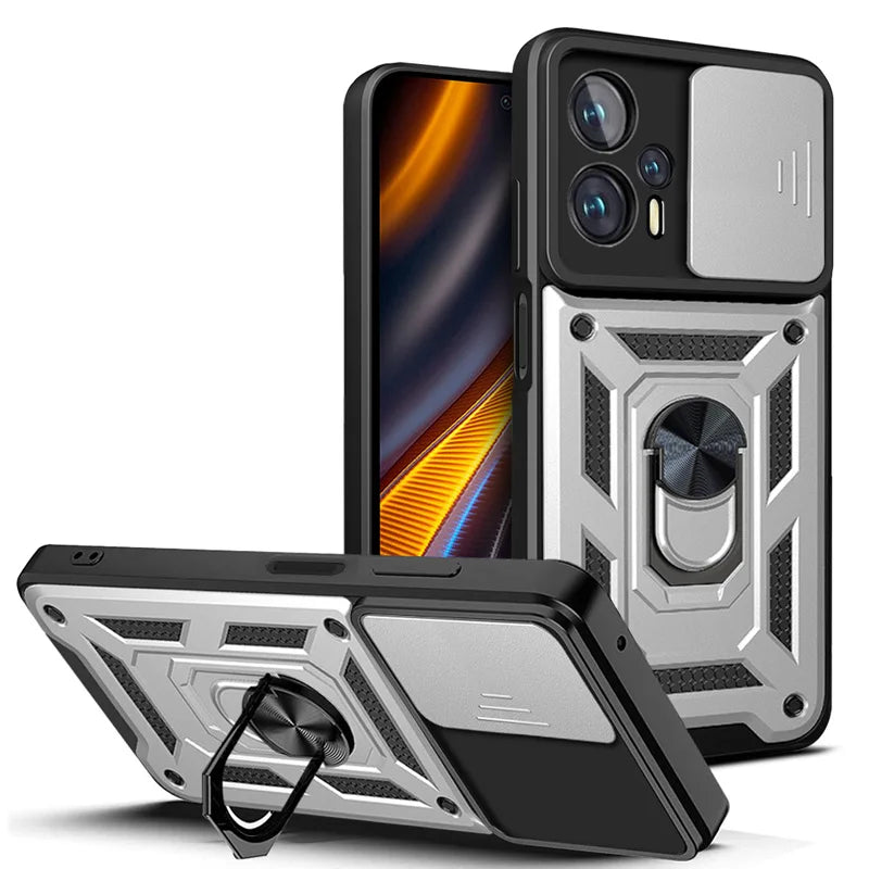 Funda Protectora a Prueba de Golpes con Protector de Lente de Cámara Deslizante para Xiaomi Poco F3, F4, GT, F5, Mi Poco X5, X4, X3 Pro, NFC, GT, M3, M4 Pro - La zona Apple