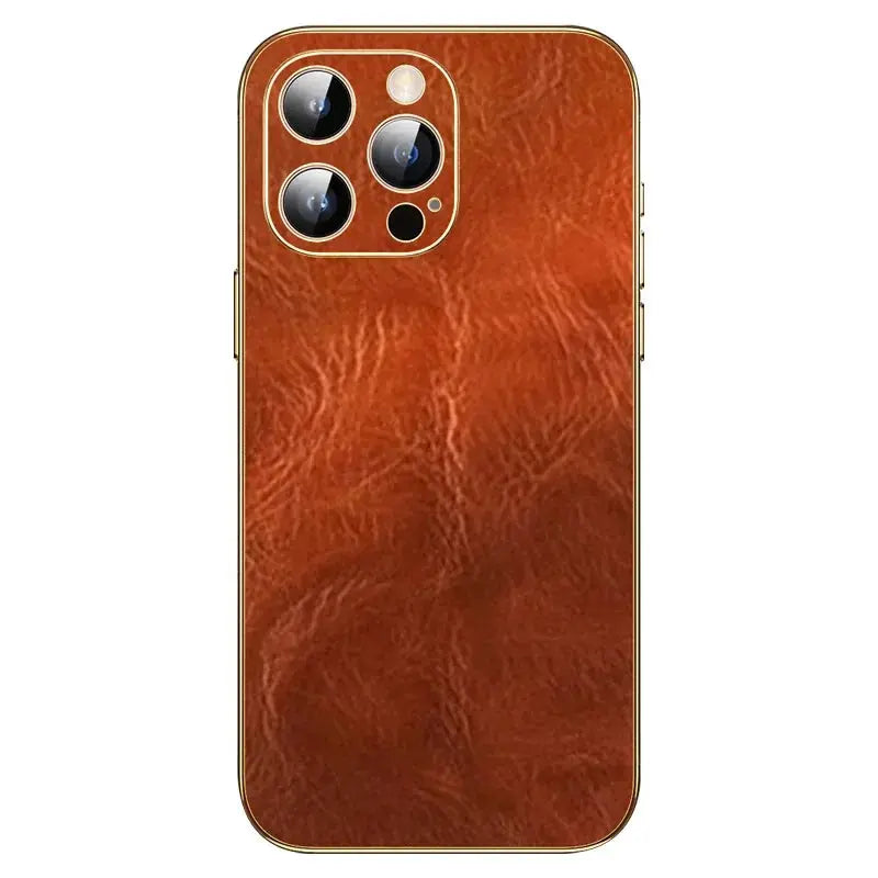 Funda protectora de cuero genuino de lujo para iPhone 15 Pro Max, lente Retro, protección de agujero pequeño de precisión, nuevo - La zona Apple