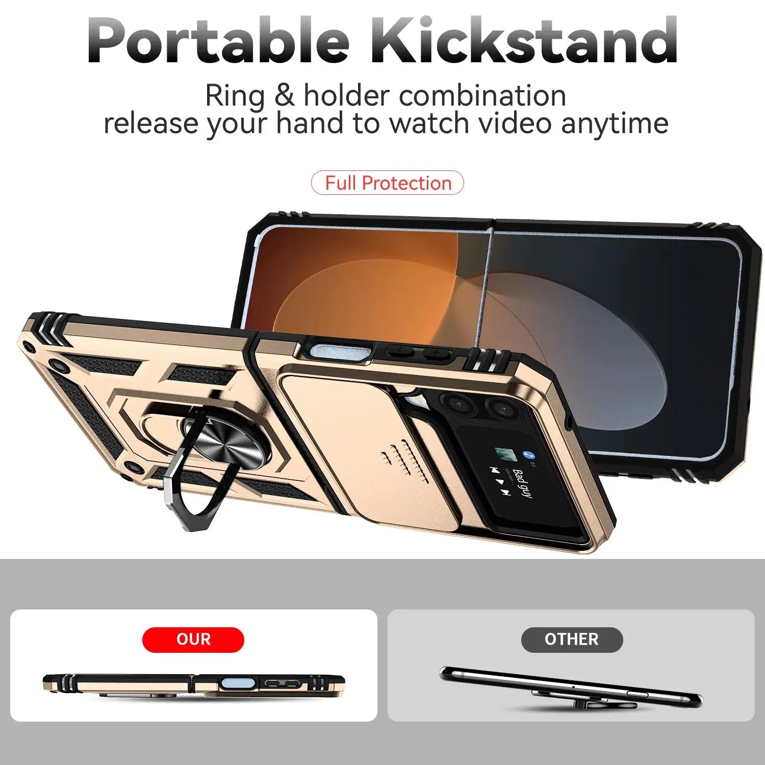 Funda protectora plegable para Samsung Galaxy Z Flip 4, 5G, Flip 3, Flip3, Flip4, Zflip4, soporte de anillo - La zona Apple