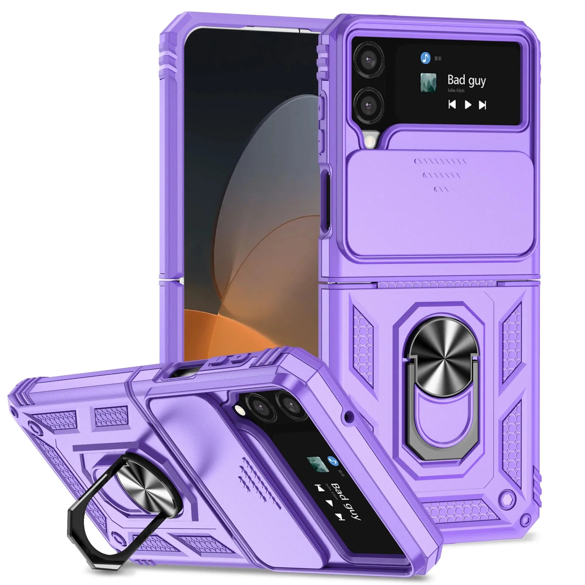 Funda protectora plegable para Samsung Galaxy Z Flip 4, 5G, Flip 3, Flip3, Flip4, Zflip4, soporte de anillo - La zona Apple