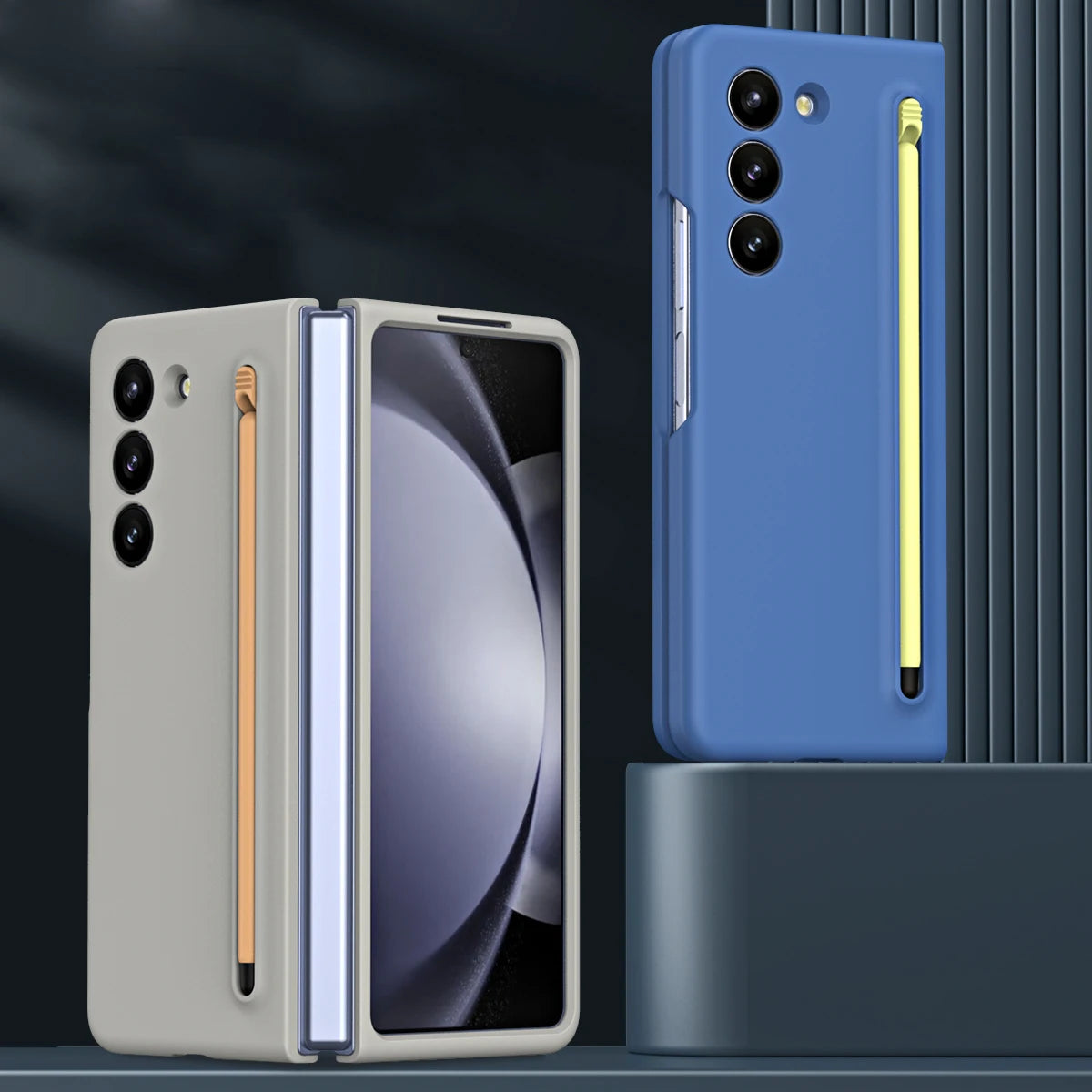 Funda protectora ultradelgada para Samsung Galaxy Z Fold 5, 4, 3, 5G, bolígrafo táctil, ranura delgada, PC, Z Fold 3, 4, 5 - La zona Apple