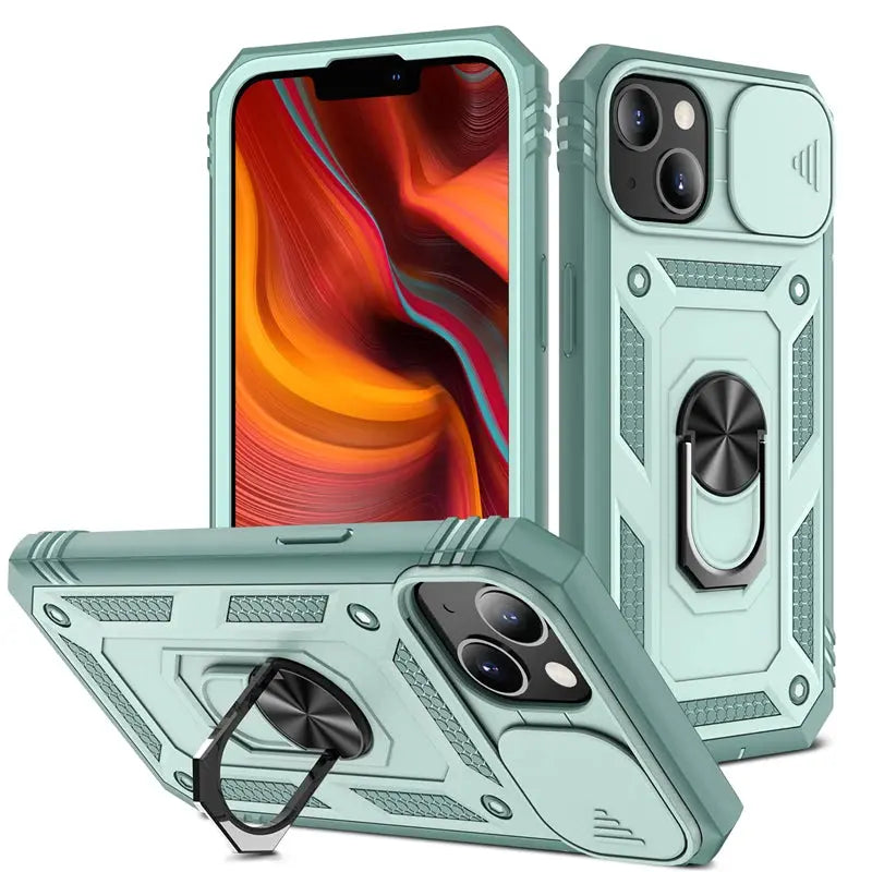 Funda Resistente para iPhone con protección deslizante para camara y Soporte Giratorio" - La zona Apple