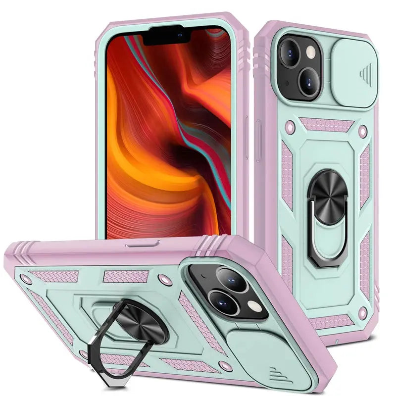 Funda Resistente para iPhone con protección deslizante para camara y Soporte Giratorio" - La zona Apple