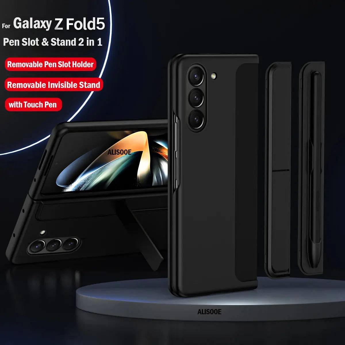 Fundas para Samsung Galaxy Z Fold 5 4 3, funda con ranura para bolígrafo con lápiz táctil, soporte Invisible para Galaxy Z Fold 5, funda trasera - La zona Apple