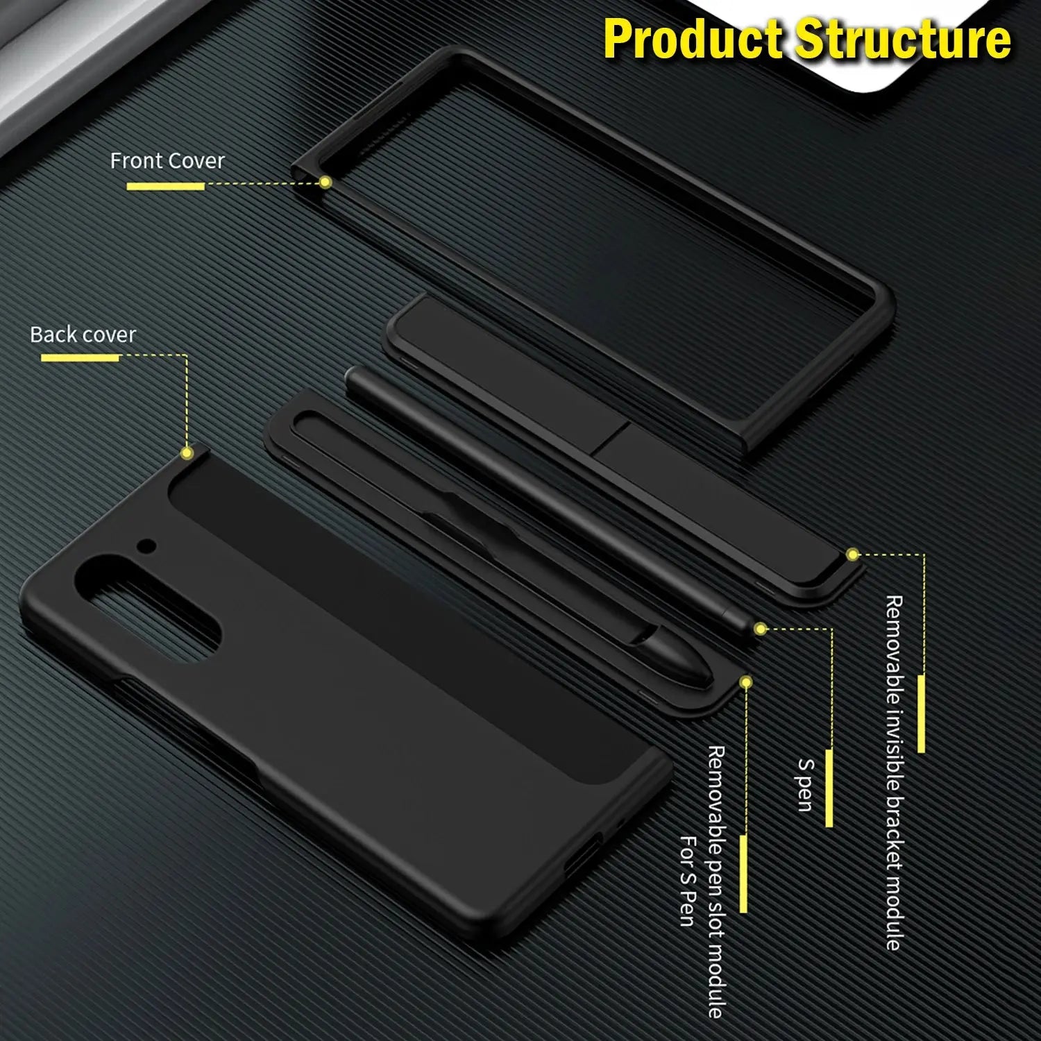 Fundas para Samsung Galaxy Z Fold 5 4 3, funda con ranura para bolígrafo con lápiz táctil, soporte Invisible para Galaxy Z Fold 5, funda trasera - La zona Apple