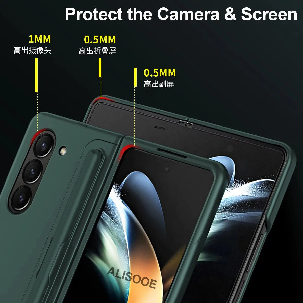 Fundas para Samsung Galaxy Z Fold 5 4 3, funda con ranura para bolígrafo con lápiz táctil, soporte Invisible para Galaxy Z Fold 5, funda trasera - La zona Apple