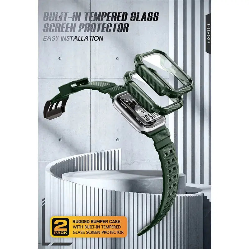 Funda para Apple Watch 6/5/4/SE2/SE, 44mm, Armorbox, resistente, con 2 paquetes, Protector de pantalla de vidrio templado incorporado - La zona Apple
