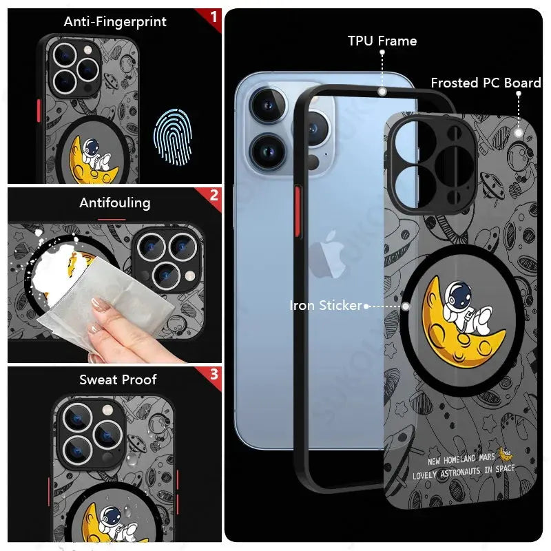 Funda Magsafe astronauta para iPhone 14 Pro Max 13 12 Pro 11 - La zona Apple
