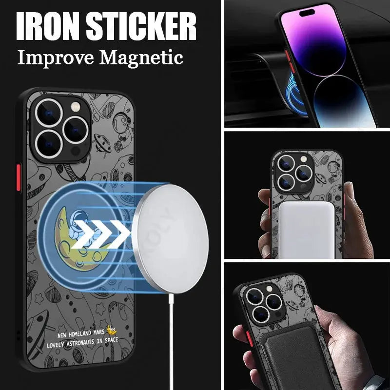 Funda Magsafe astronauta para iPhone 14 Pro Max 13 12 Pro 11 - La zona Apple